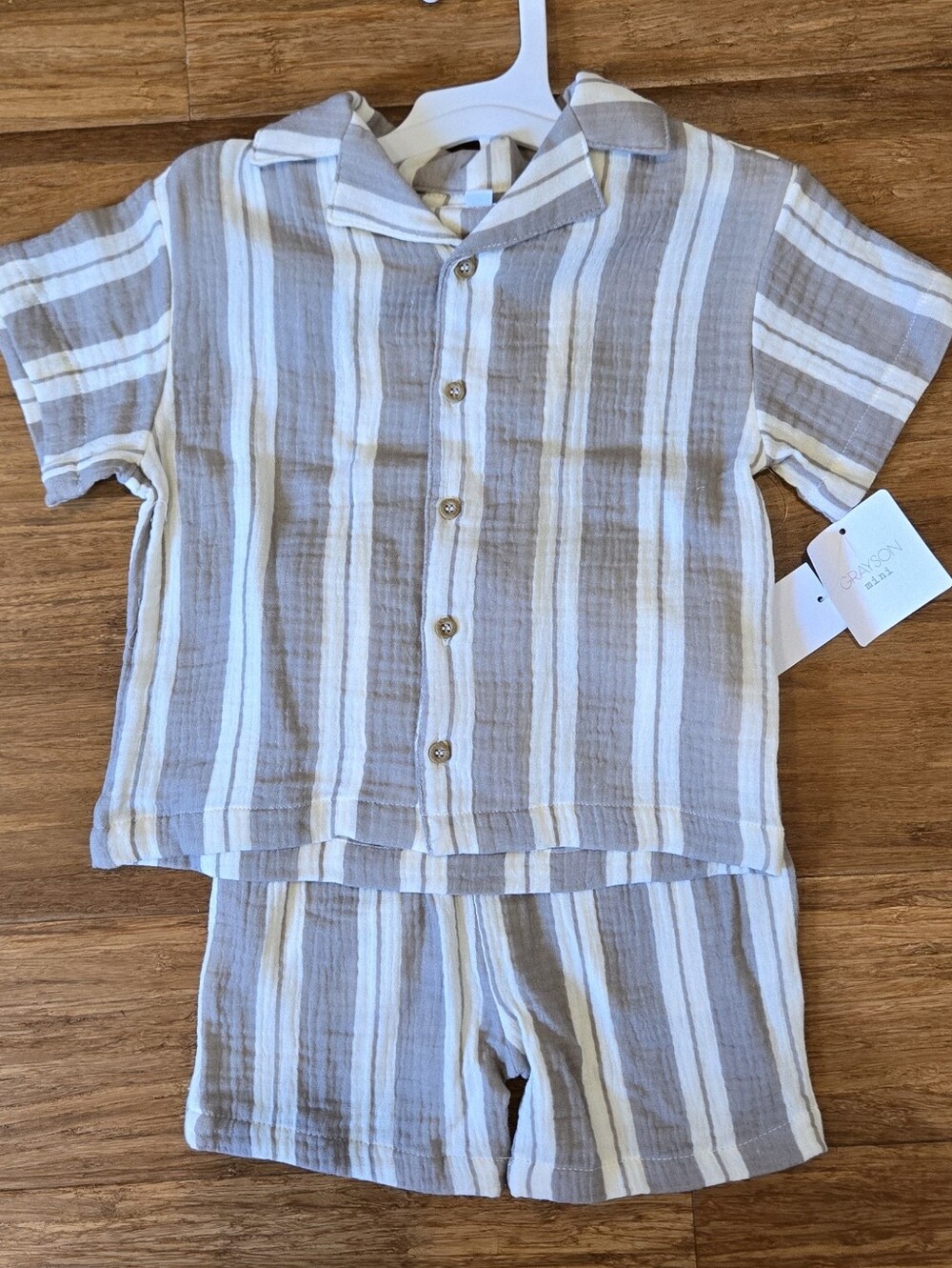 Grayson Mini Short Sleeve Button Down Shirt & Shorts Matching Set